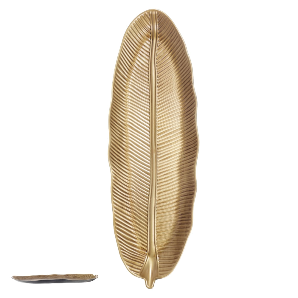 Travessa Plástico 3x13x40cm Dourado Florarte